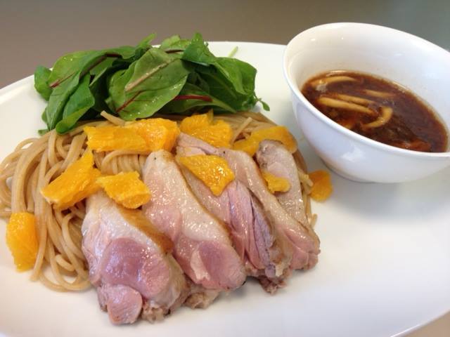 全粒粉パスタの鴨そば風