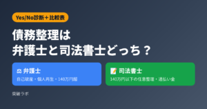 債務整理は弁護士と司法書士どっち？Yes/No診断と比較表