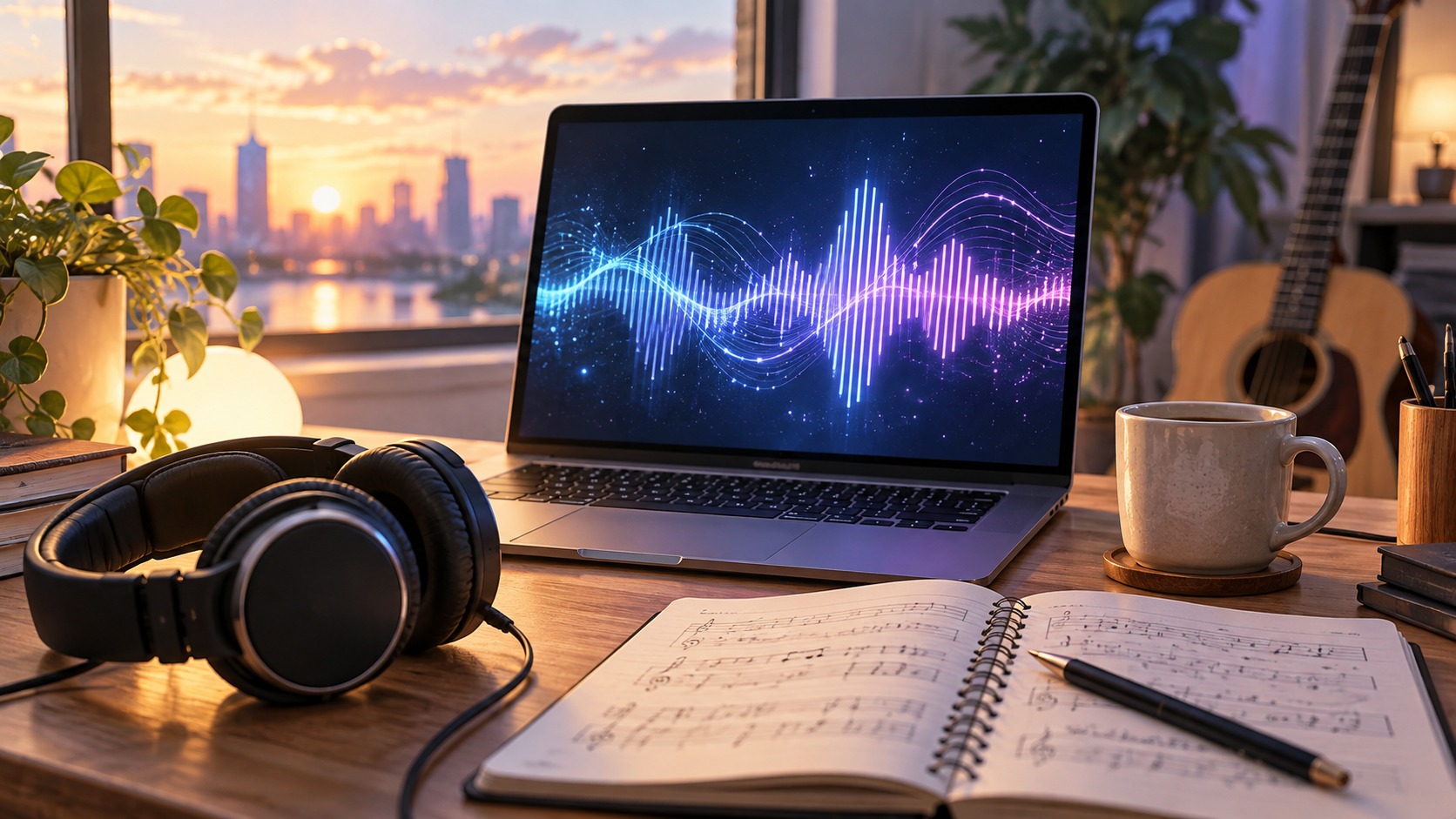 Sunoで作った曲は収益化できる？商用利用の条件と、AI作曲を副業に生かす現実的な方法【2026年版】のテーマを表した独自制作イメージ
