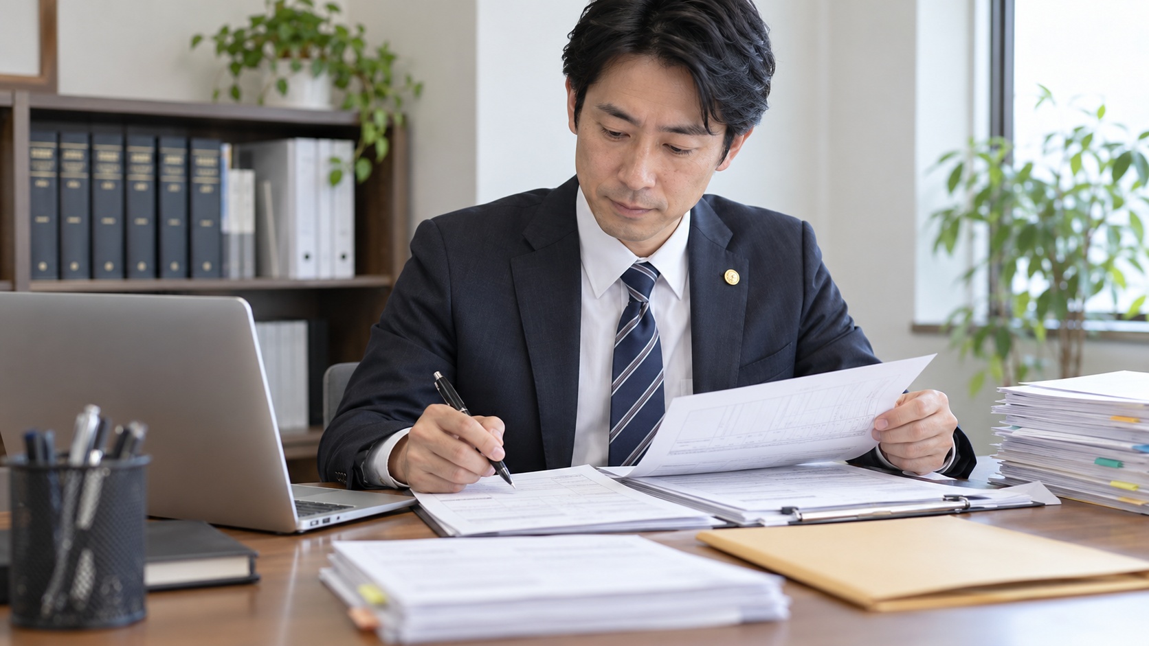 債務整理に関する書類を確認する司法書士のイメージ