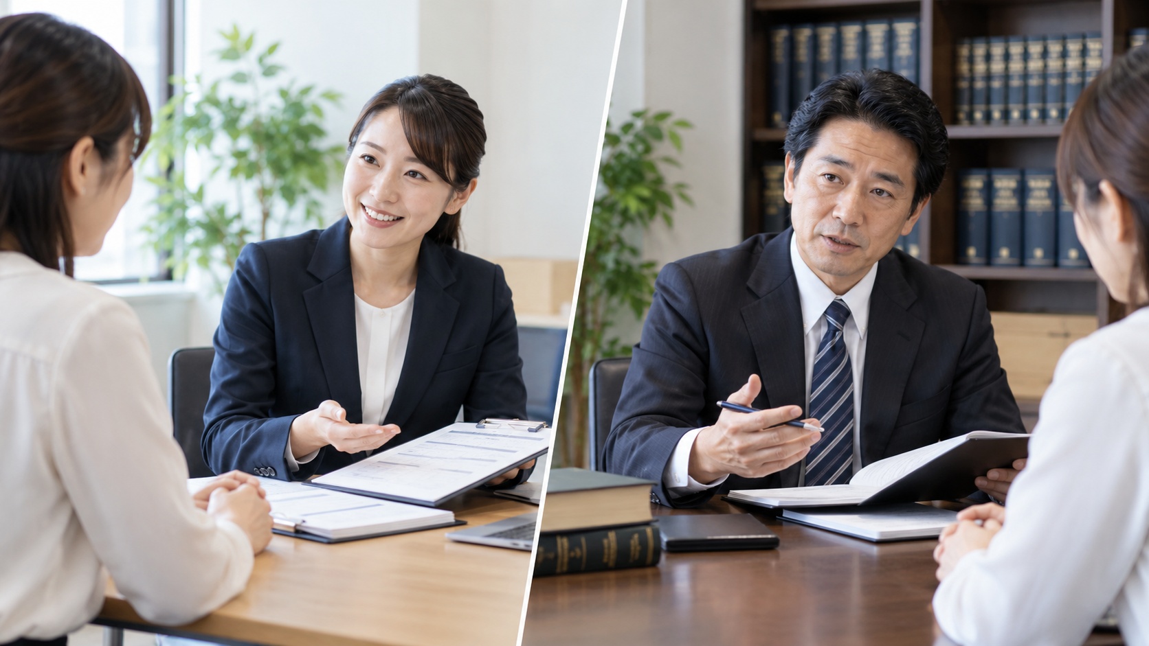 弁護士や書士への相談先を比較するイメージ