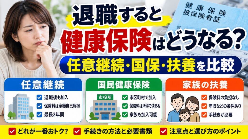 退職すると健康保険はどうなる 任意継続 国保 扶養を比較